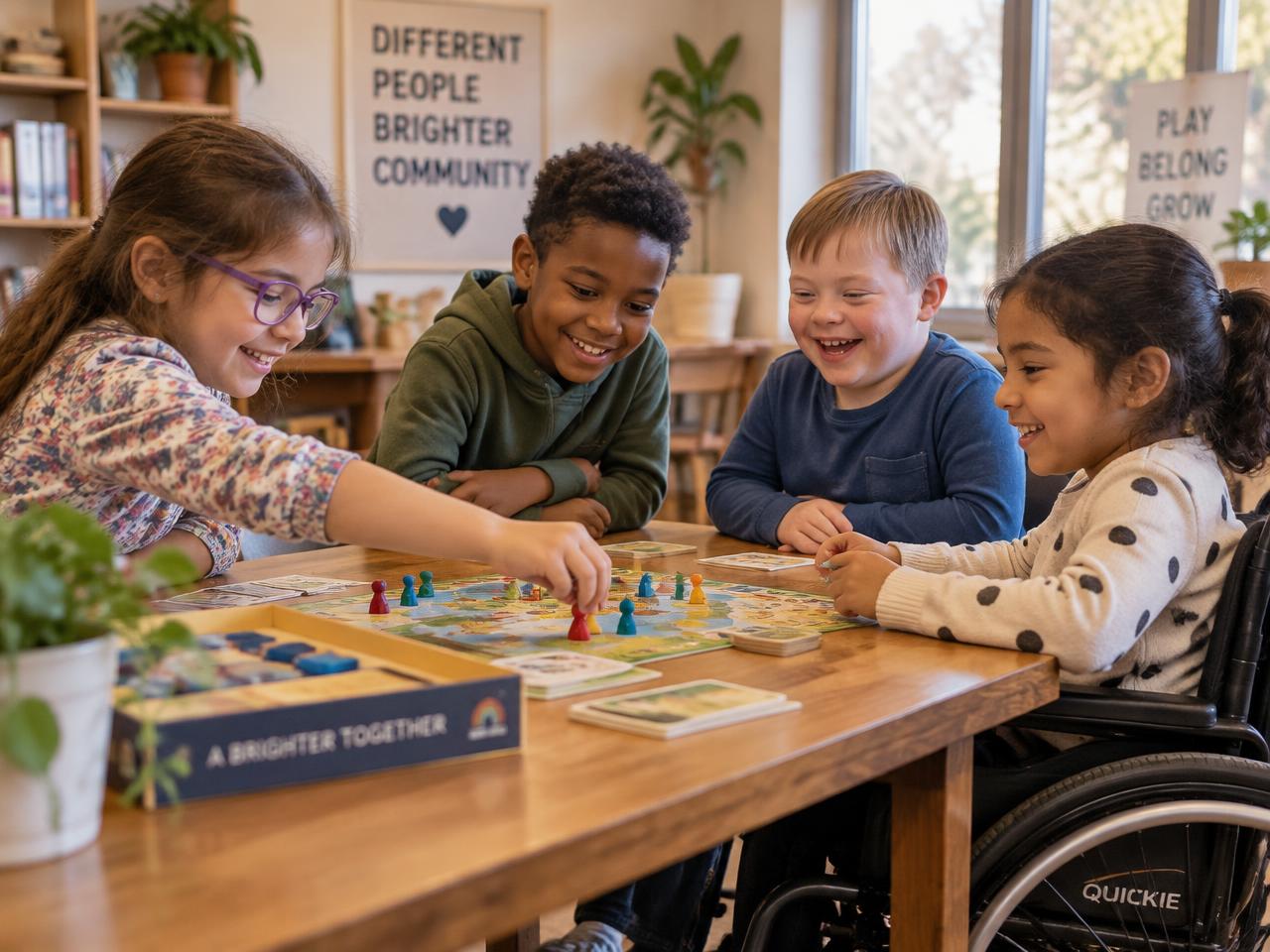 Kinderen met en zonder beperking spelen samen het belevingsspel Expeditie Inclusief